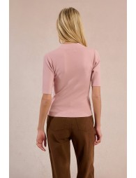 Ribbed short-sleeved sweater