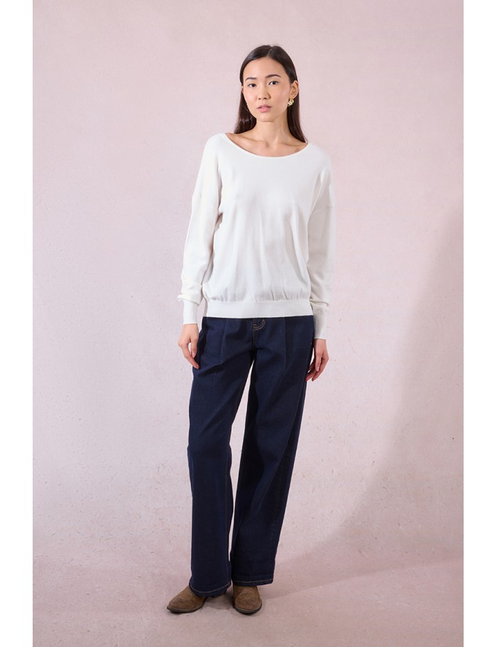Pull en maille, dos en V