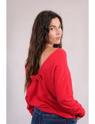 Pull en maille, dos en V