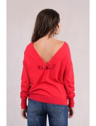 Pull en maille, dos en V