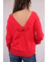 Pull en maille, dos en V