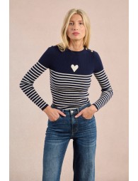 Pull marinière à cœur