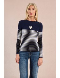 Pull marinière à cœur
