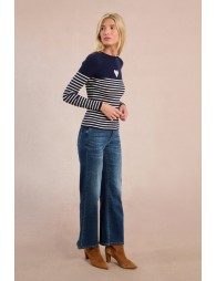 Pull marinière à cœur