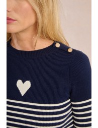Pull marinière à cœur