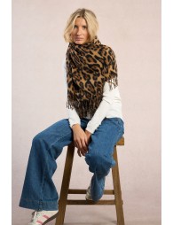 Fringed scarf, leopard print