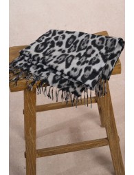 Fringed scarf, leopard print