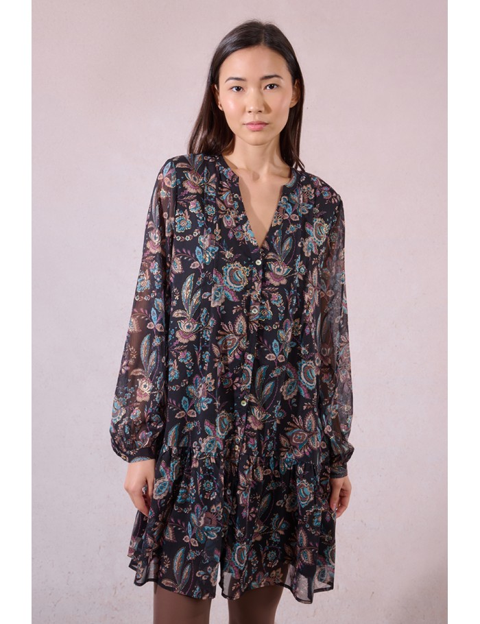 Robe courte en voile imprimée