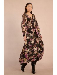 Vestido largo con estampado y lazada