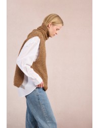 Pull col roulé en maille, sans manches