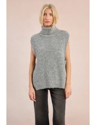 Pull col roulé en maille, sans manches
