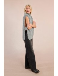 Pull col roulé en maille, sans manches