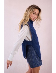 Pull col roulé en maille, sans manches