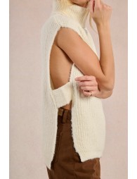 Pull col roulé en maille, sans manches