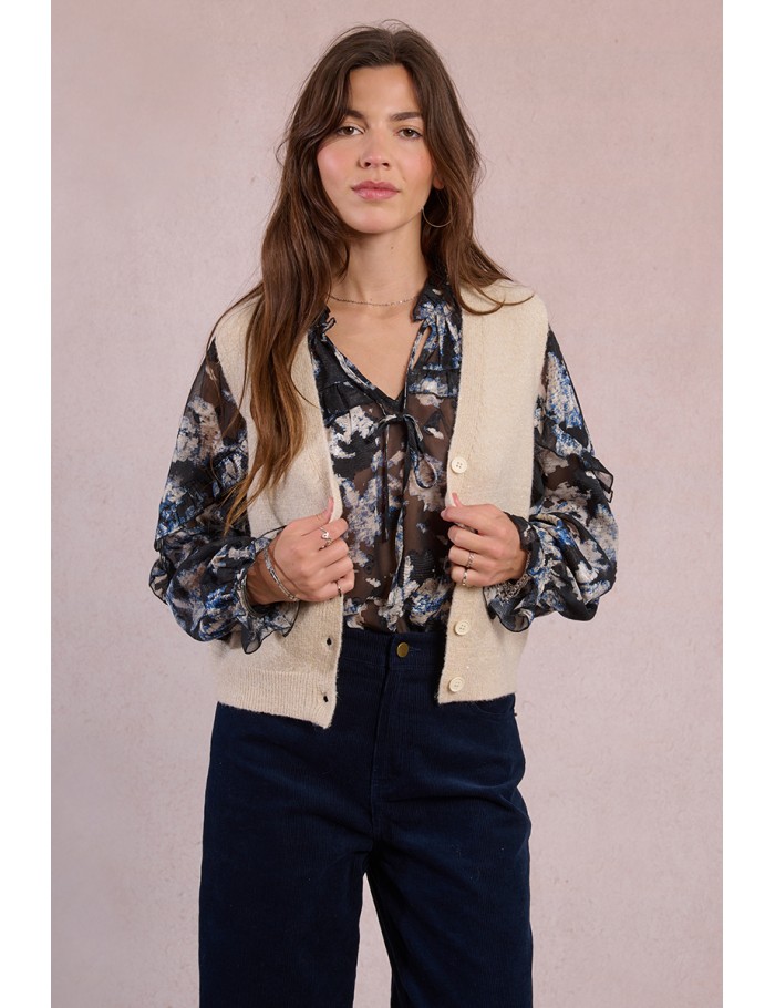 Gilet sans manches en maille parsemée de sequins