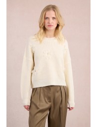 Pull en maille, fleurs fantaisies