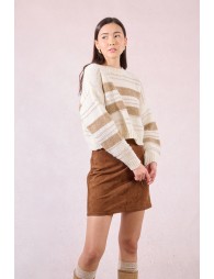 Pull crop en maille rayée