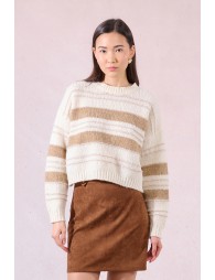 Pull crop en maille rayée