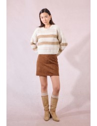 Pull crop en maille rayée