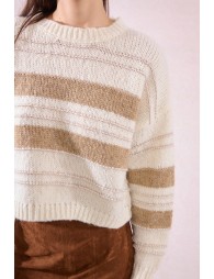 Pull crop en maille rayée