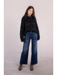 Pull rayé en maille, insert sequins