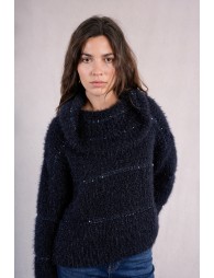 Pull rayé en maille, insert sequins