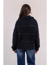 Pull rayé en maille, insert sequins