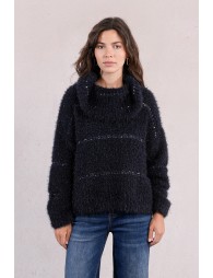Pull rayé en maille, insert sequins