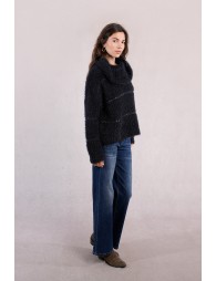 Pull rayé en maille, insert sequins