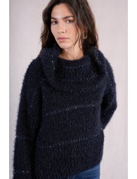 Pull rayé en maille, insert sequins