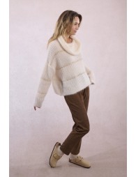 Pull rayé en maille, insert sequins