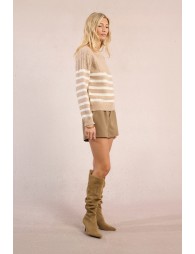 Pull rayé en maille, buste ajouré