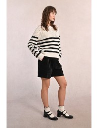 Pull rayé en maille, buste ajouré