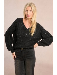 Pull col V à sequins