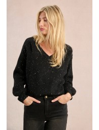 Pull col V à sequins