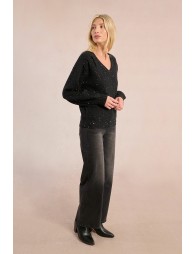 Pull col V à sequins