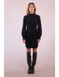Knitted sweater dress with balloon sleeves