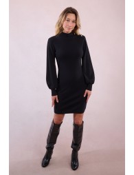 Knitted sweater dress with balloon sleeves