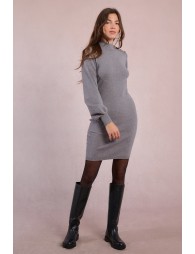 Knitted sweater dress with balloon sleeves