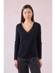 Pull à bordure de col irisé