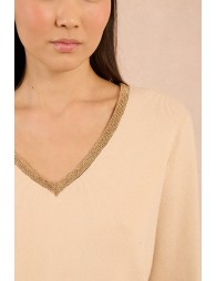 Pull à bordure de col irisé