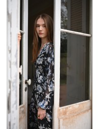 Robe longue en voile imprimé