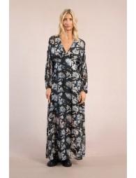 Robe longue en voile imprimé