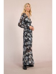 Robe longue en voile imprimé