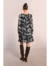 Robe courte en voile imprimé