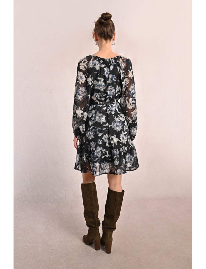 Robe courte en voile imprimé