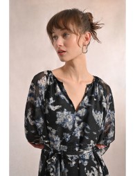 Robe courte en voile imprimé