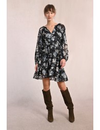 Robe courte en voile imprimé