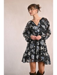Robe courte en voile imprimé