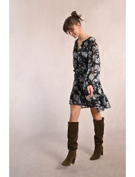 Robe courte en voile imprimé
